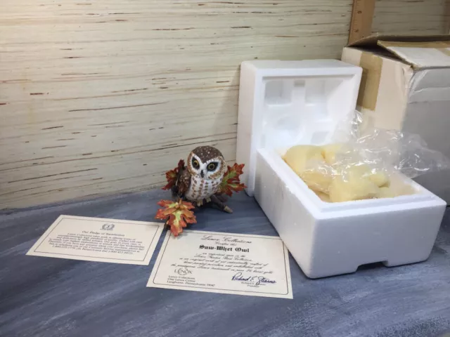 Lenox Fine Porcelain “Saw Whet Owl” Figurine Original Boxes Packaging w/ Papers