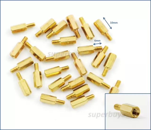 25pc 10mm M3 Male Female Brass Hex Standoff Spacer Screw Separator Stand Off PCB