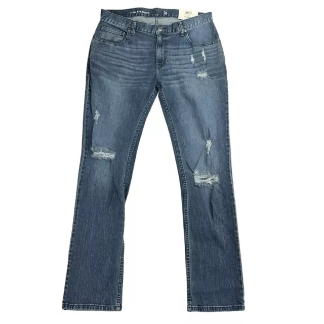 INC MENS SLIM Straight Destroyed Comfort Stretch Jeans Blue 34 $27.97 ...