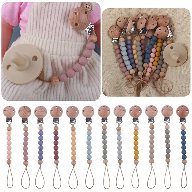 Clips De Sucette En Bois Chaîne Anti-Chute Clips Factices Pour Bébé Chaîne R