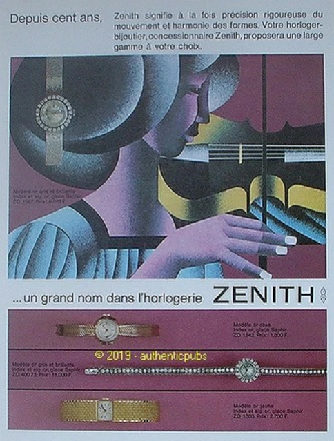 Publicite Zenith Montre Horloger Bijoutier Le Violon De 1965 French Ad Pub Rare