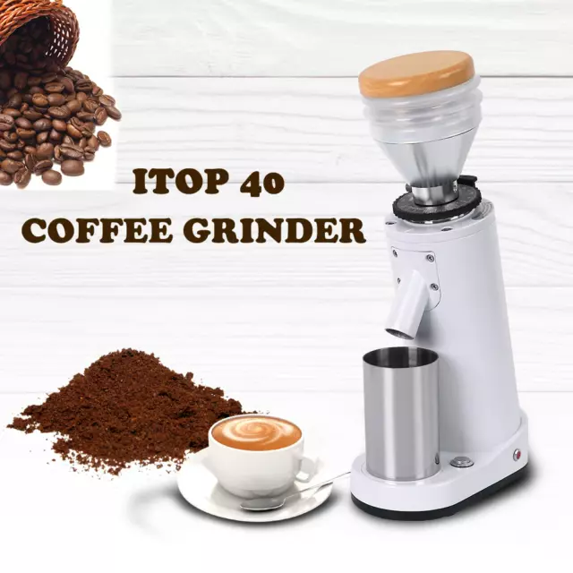 Titanium Burr Coffee Grinder w Electric Motor, Blow Hopper & Aluminum Alloy Body 2