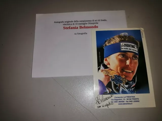 STEFANIA BELMONDO AUTOGRAFO ORIGINALE CARTOLINA PRO 10x15cm SCI FONDO OLIMPIADI