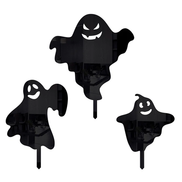 Acrílico Halloween Enchufe Insertos Al Aire Libre Adornos Negros Pila de Madera Césped