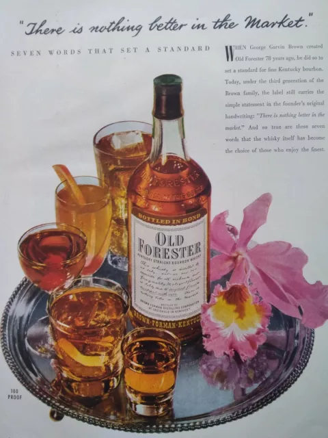 Old Forester Whiskey Print Ad Original Vtg 1940s KY Berkshire Hathaway Stockings