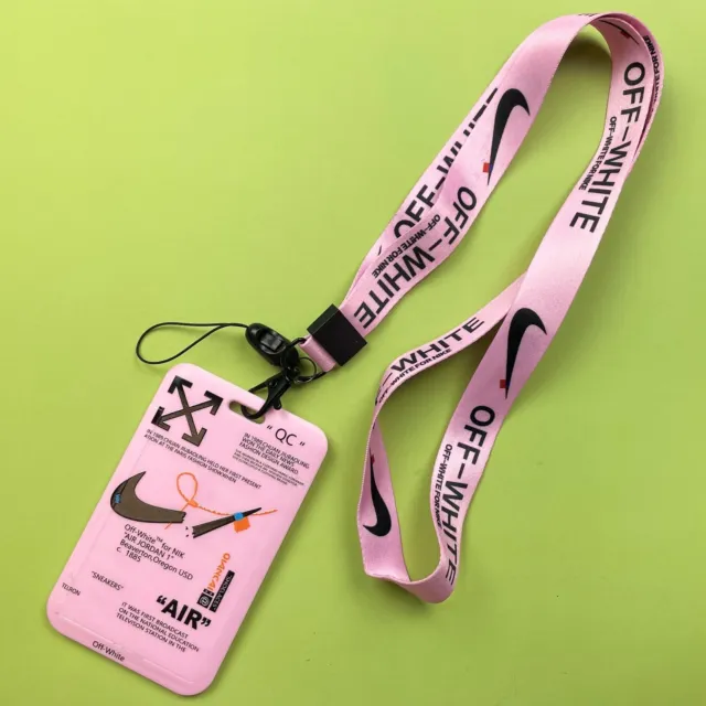 Nike Lanyard Pink Key Chain With Classic Off White Design With Id Holder