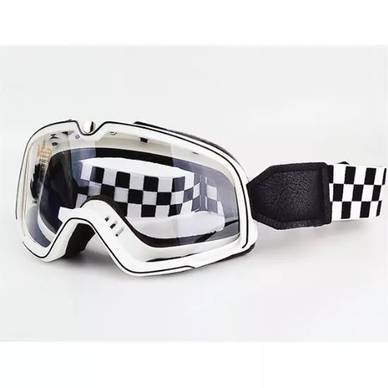 Occhiali Retro Moto Bianco Trasparente Schermo
