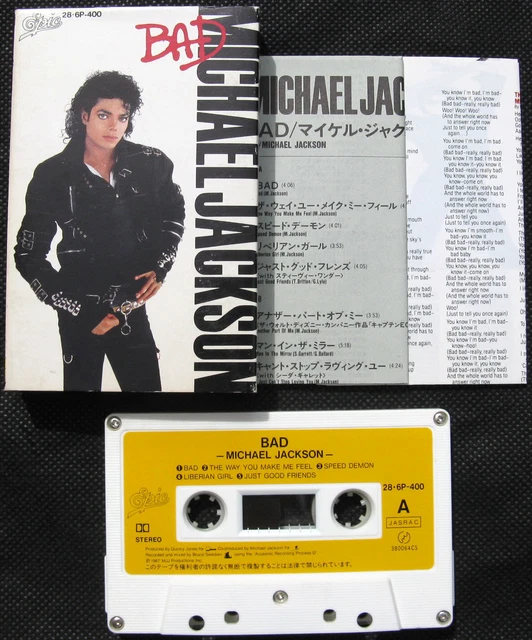 MICHAEL JACKSON BAD Album K7 Cassette Japanese Audio Tape with Lyrics