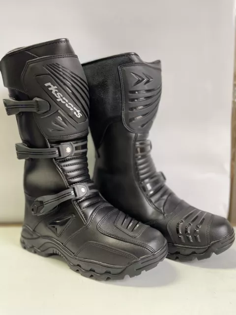 Rksports  Mens Motorcycle Motorbike Rk-16 Adventure Black Leather  Boots