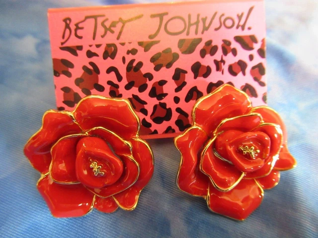 Betsey Johnson Flower Enamel Colorful Flower Crystal Stud Earrings- You Choose