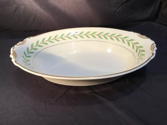 Syracuse China Old Ivory Sherwood Green Laurel 10" Oval Serving Bowl Plate Dish