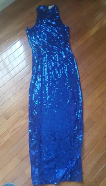 Holiday LaVita Sexy Dress Blue Sz8 Long Maxi Dress Front Split - Rock Star