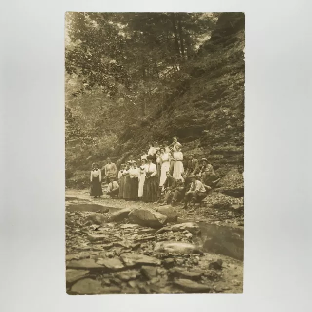 Erie County Riverbed Group RPPC Postcard c1909 Birmingham Ohio Real Photo B2871