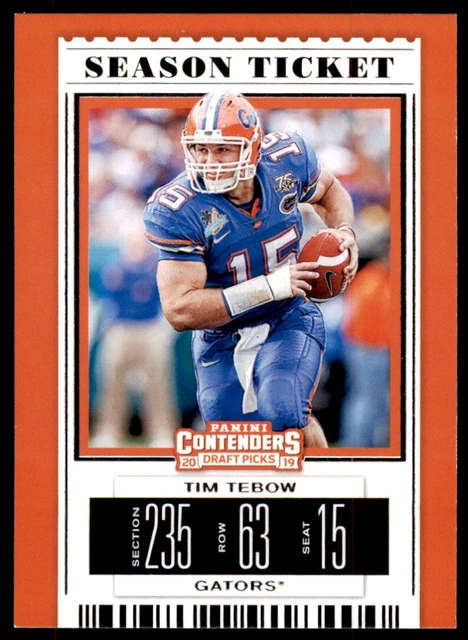 2019 Panini Contenders Draft Picks Collegiate Ticket Blue Foil Tim Tebow Florida