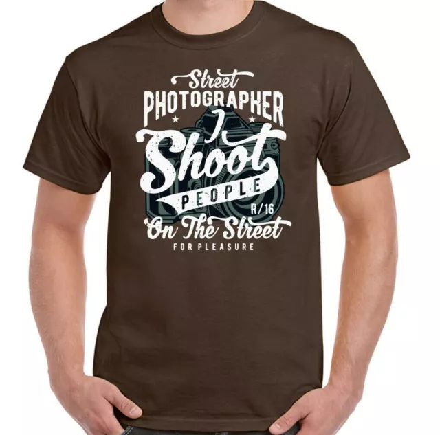 T-shirt fotografia street photographer uomo divertente fotocamera scatto persone borsa con lenti 3