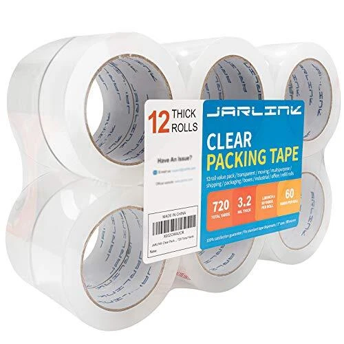 JARLINK Clear Packing Tape (12 Rolls), Heavy Duty Packaging Tape for Shipping...
