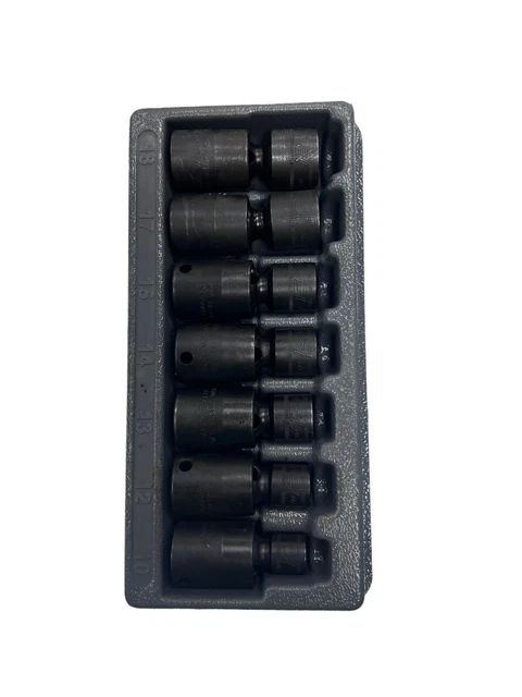 Snap-on 207IPFM 10-18mm 7 Piece 3/8" Drive Shallow 6-Point Impact Wobble Sockets