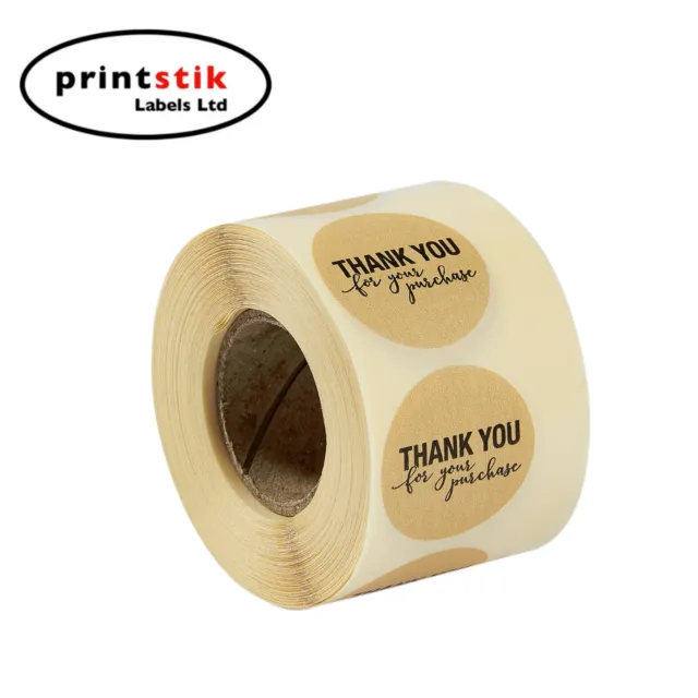 x100 Thank You For Your Purchase Brown Stickers Professional Business Labels