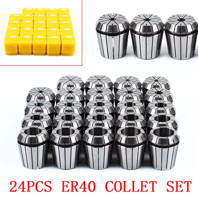 24Pcs ER40 Collet Set Metric Size Spring Collet CNC Lathe Chuck Bit Holder Tool