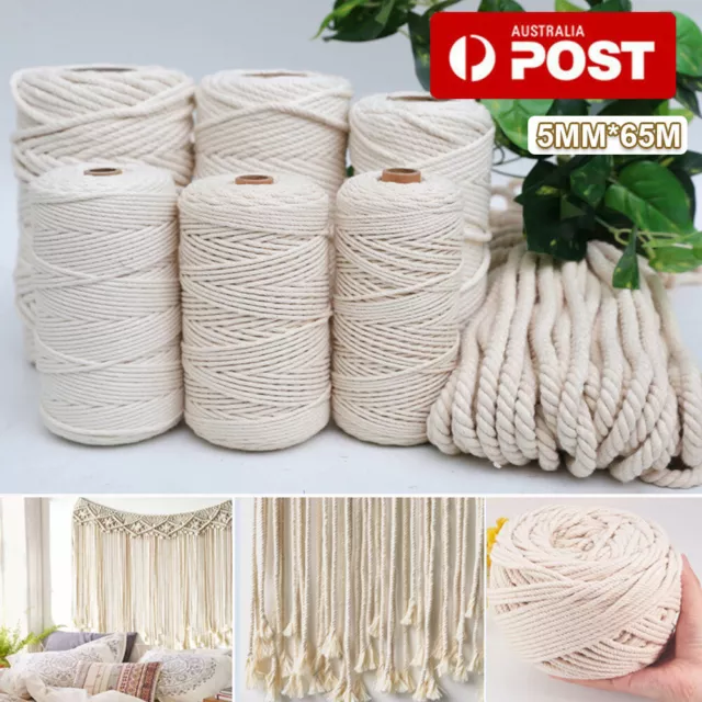 3/4/5/6mm Natural Cotton Twisted Cord Craft Macrame Artisan Rope Weaving Wire AU