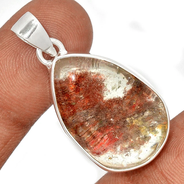 13g Treated Ghost Phantom, Lodolite 925 Sterling Silver Pendant Jewelry CP21776