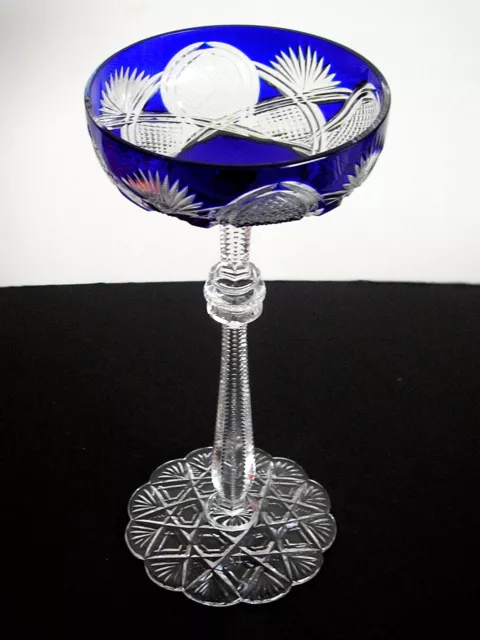 1 Faberge Czar Cobalt Blue Cased Cut To Clear Saucer Champagne Signed 2