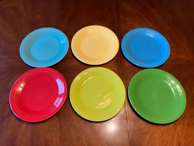 Homer Laughlin Fiesta Dinner Plates  10.5” Inch Multi Color Fiestaware Lot of 6