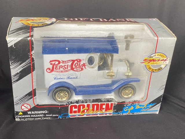 Pepsi Cola  Collectible  Coin Bank with Key  White/Blue In Original Package- NEW