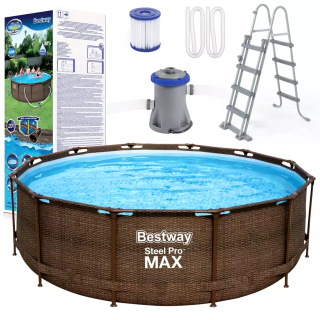 Bestway SWIMMING POOL GARDEN Steel Frame With Filter Pump & Ladder ,12ft x 39.5"