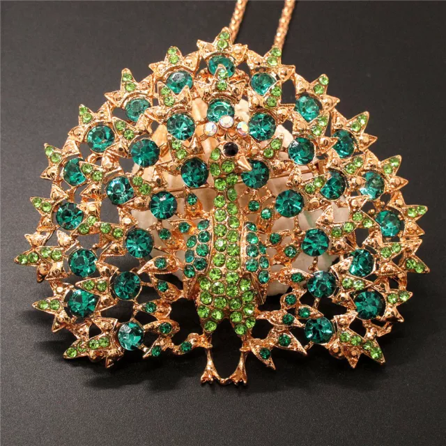 New Pink Crystal Bling Peacock Animal Pendant Holiday gifts Chain Necklace
