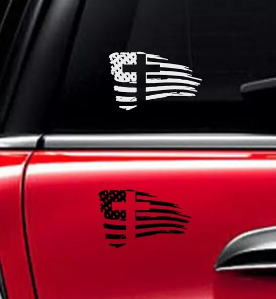 CROSS FLAG Decal Vinyl Car Window Sticker ANY SIZE