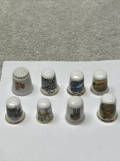 LOT OF 8 Vintage Sewing Thimbles porcelain ENGLAND &  GERMANY Excellent