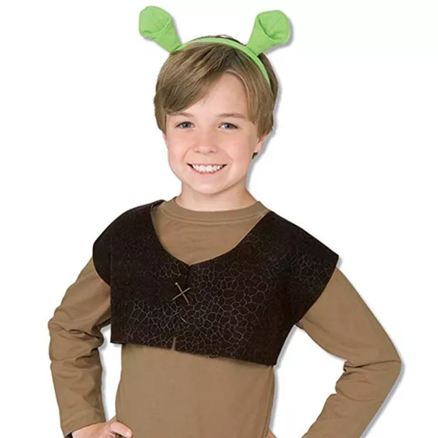 Childs Shrek Costume Set Ogre Ears And Vest Set Book Week Tv Film Fancy Dress