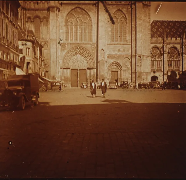 France Cathedral Photo Stereo PL32P1n Glass Plate Vintage c1930