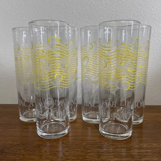 Bacardi Limon Rum Cocktail Glasses Tall Highball Tumbler Barware Set of 6 Yellow