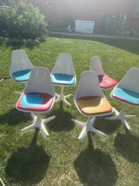 3 Vintage Mid Century Modern MCM Burke propeller chairs needs refinishing