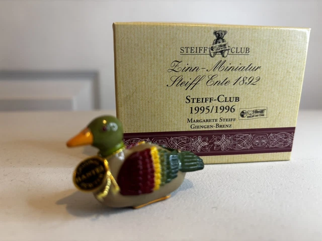 STEIFF 1995 - 1996 Hantel Replica 1892 Club Gift Pewter Mallard