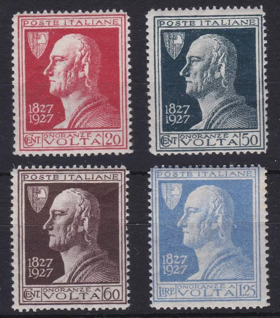 ITL055) Italy 1927, set of 4, 100th Anniversary death of Volta, MLH aged gum