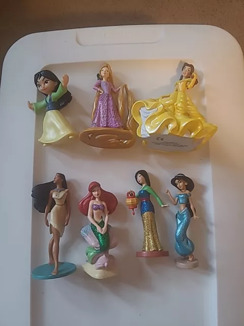 Disney Princess 7x Figurines 3"  tall Cake Toppers Disney Store