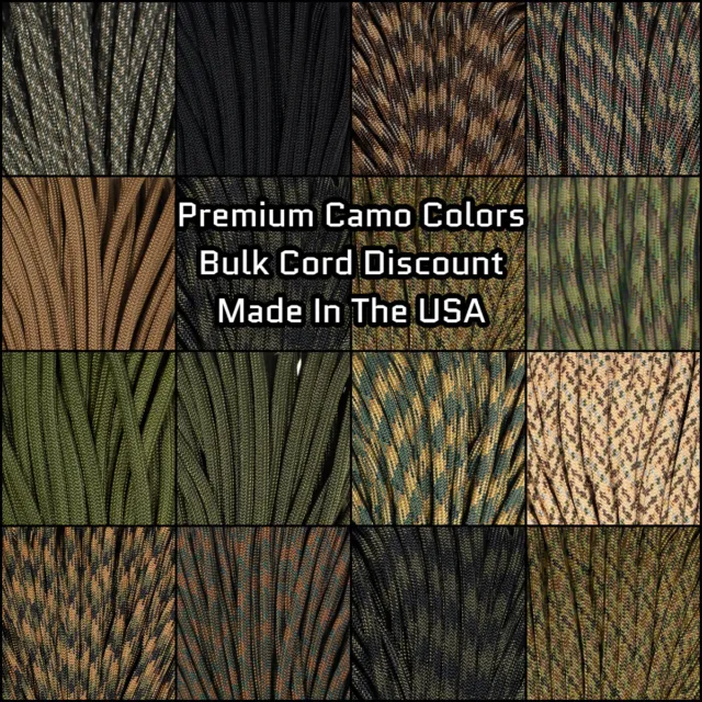 Paracord Planet 550 Paracord Camo Colors - 10-25-50-100 Ft Options - Made In USA