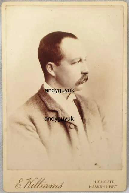 Cabinet Card Handsome Short Haired Man Moustache Williams Hawkhurst Photo