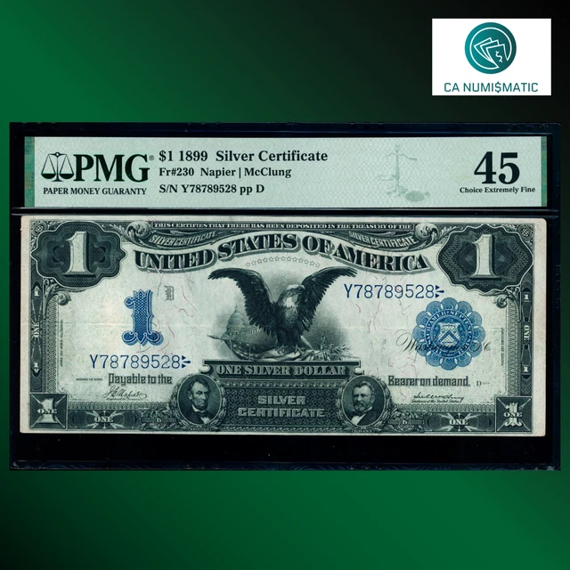Fr.230 1899 $1 One Dollar Silver Certificate, Black Eagle, PMG 45, 89528