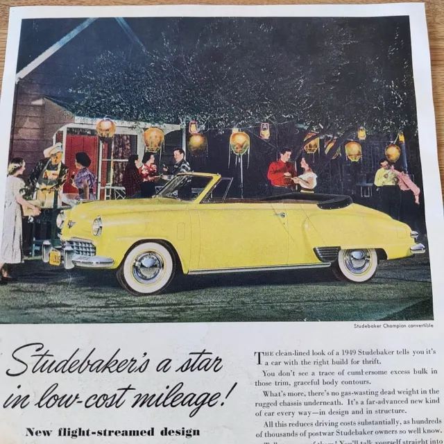 Studebaker Champion Convertible Studebaker's a star in low-cost mileage Print Ad