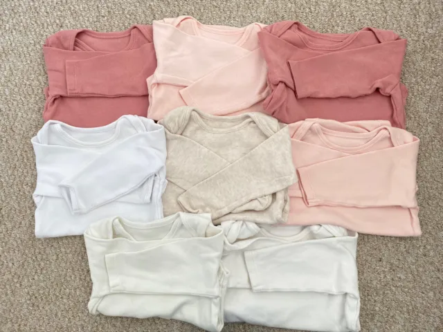 Baby Girls 6-9 Months Basic Long Sleeve Vest Bundle Plain Primark Pink