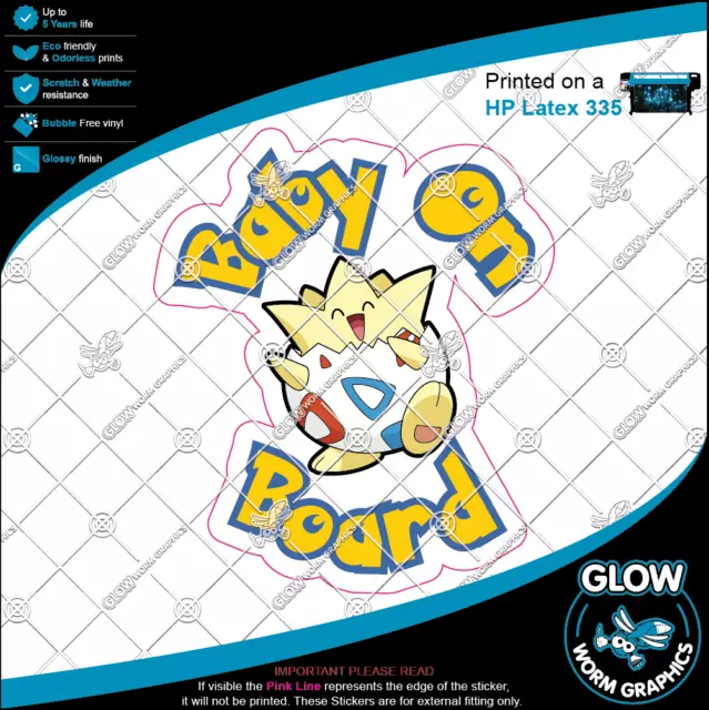 Pokemon Togepi Baby On Board Car Van Funny VW Cute Cartoon Sticker Vinyl Decal