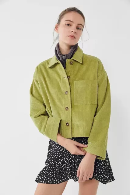 UO Clark Green Corduroy Button-Down Shirt Jacket Urban Outfitters Medium M NWD