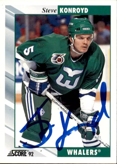 Steve Konroyd Signed Autographed 92/93 Score card Hartford Whalers