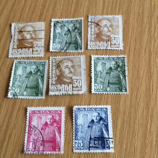Briefmarken , Spanien , Konvolut 8 Marken gestem.