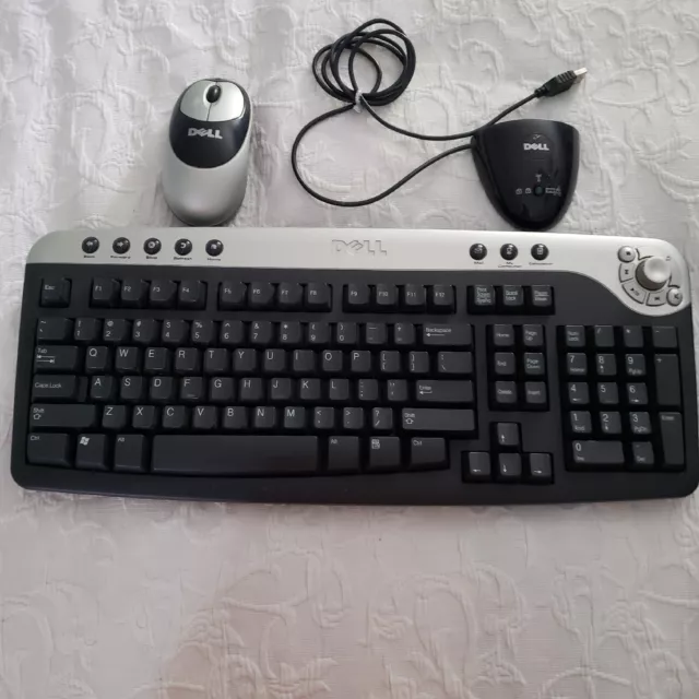 DELL Wireless US Keyboard RT7D40 w/ USB Receiver & Mouse Tested/Working