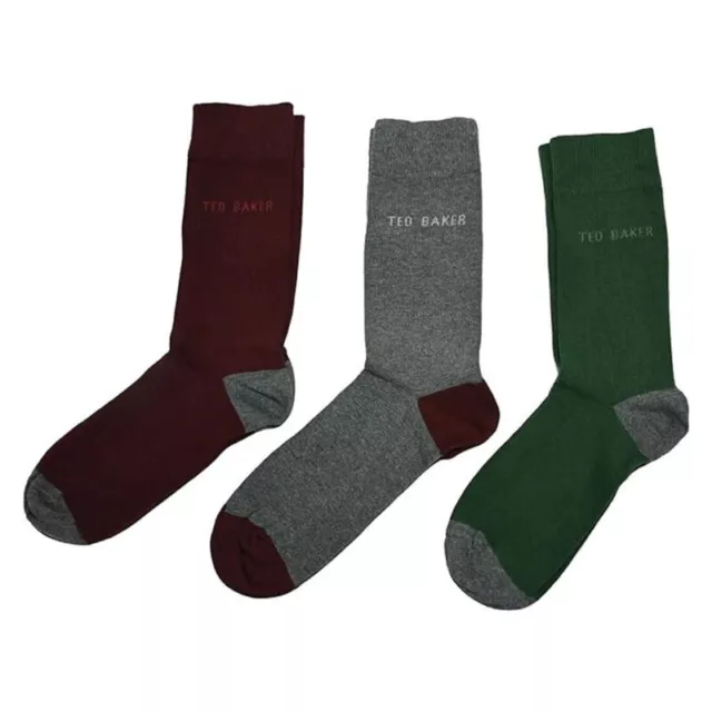 Ted Baker London Marrley Assorted Organic Cotton Mens 3 Pack Ankle Socks UK 7-11